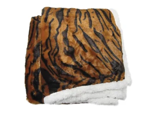 Luxury Faux Fur Reversible Throw Rug - Tiger