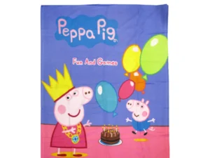 Peppa Pig Birthday Party Printed Polar Fleece Throw Rug 130 x 160 cm