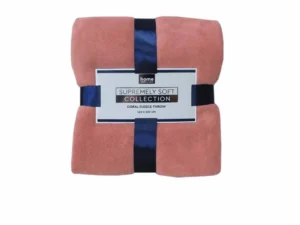 Soft Coral Fleece Throw Rug 127 x 152 cm Pink