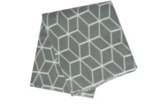 Tiling 175GSM Geometric Pattern Printed Polar Fleece Throw Rug 120 x 150cm Grey