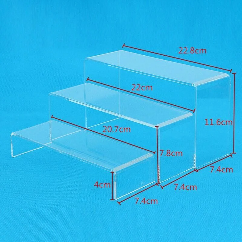 3Pcs Transparent Organiser for Shoes or Cosmetics Clear Acrylic Display Stand