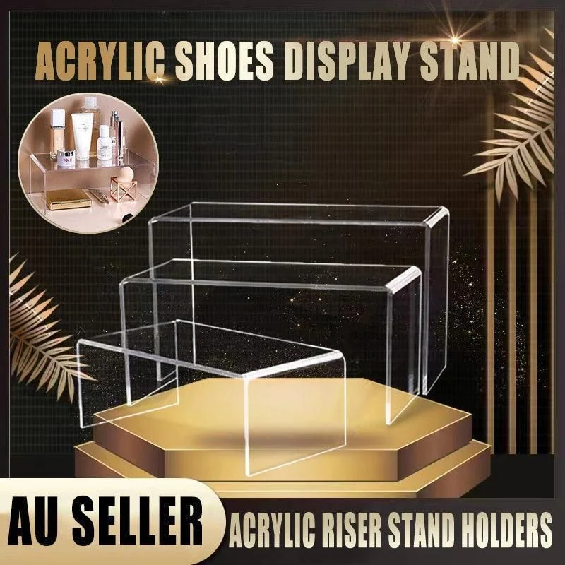 3Pcs Transparent Organiser for Shoes or Cosmetics Clear Acrylic Display Stand