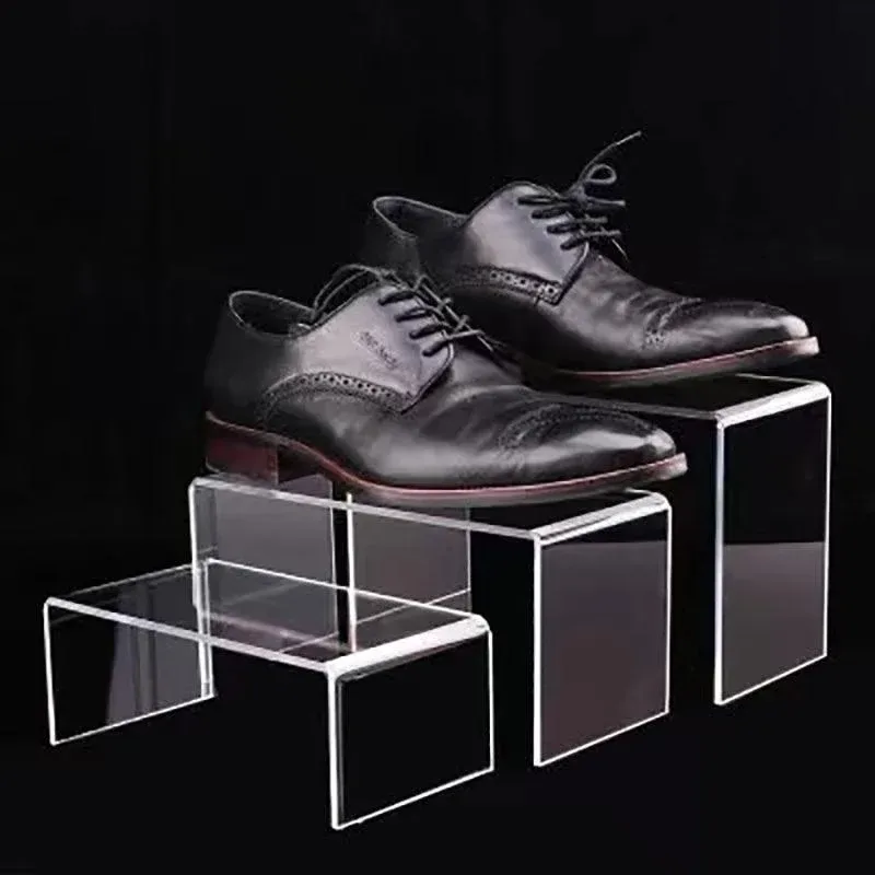 3Pcs Transparent Organiser for Shoes or Cosmetics Clear Acrylic Display Stand