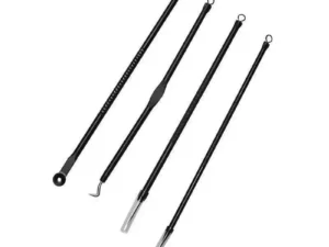 Stainless Steel Blackhead Remover Tools Set w/ Pimple Extractors 4 pc - Black