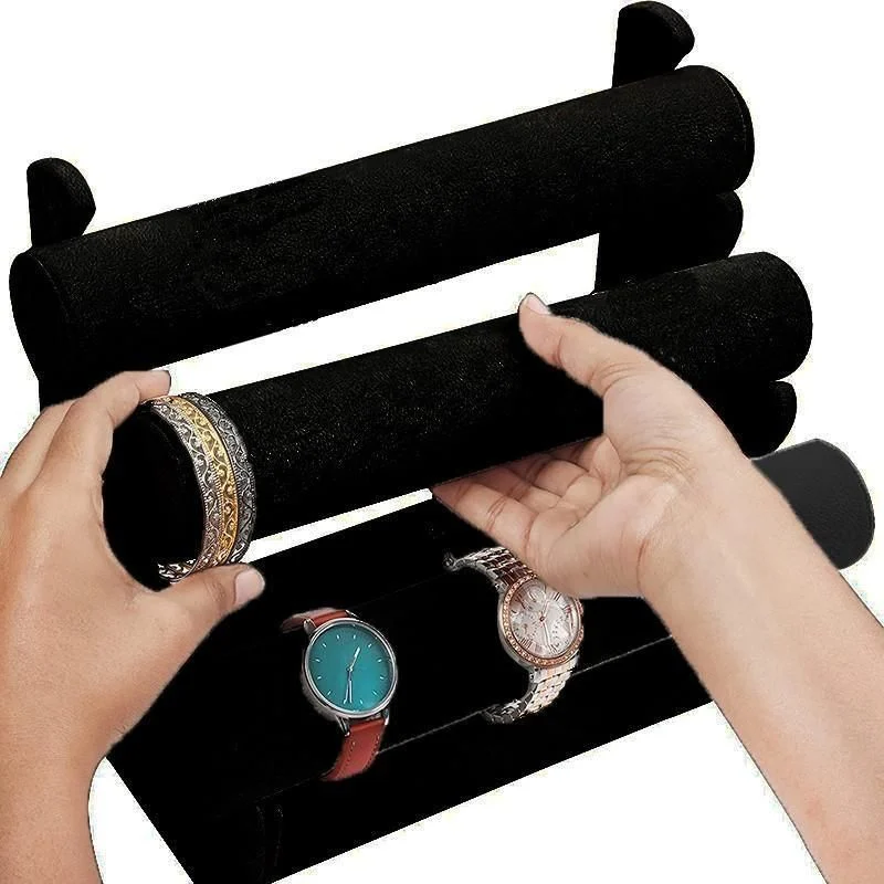 3 Tier Velvet Jewelry Display Stand Bracelet Watch Holder Rack for Countertop