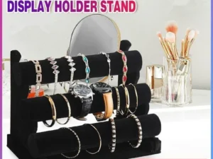 3 Tier Velvet Jewelry Display Stand Bracelet Watch Holder Rack for Countertop