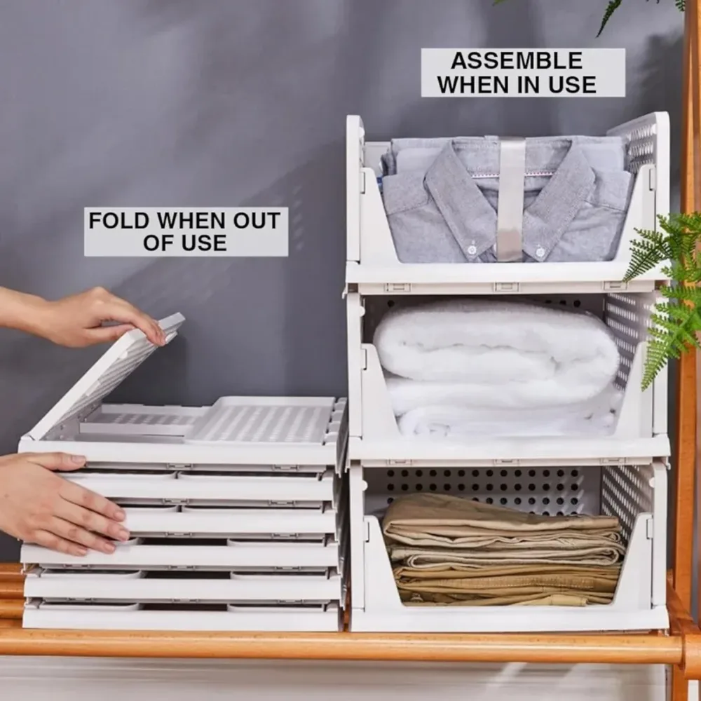 Clothes Storage Basket Stackable Drawer type Wardrobe Organizer Closet Storage