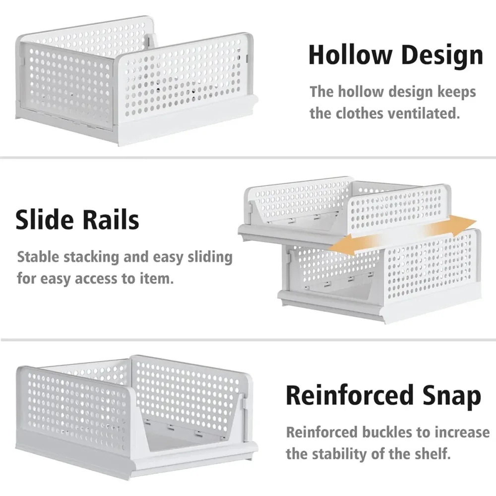 Clothes Storage Basket Stackable Drawer type Wardrobe Organizer Closet Storage