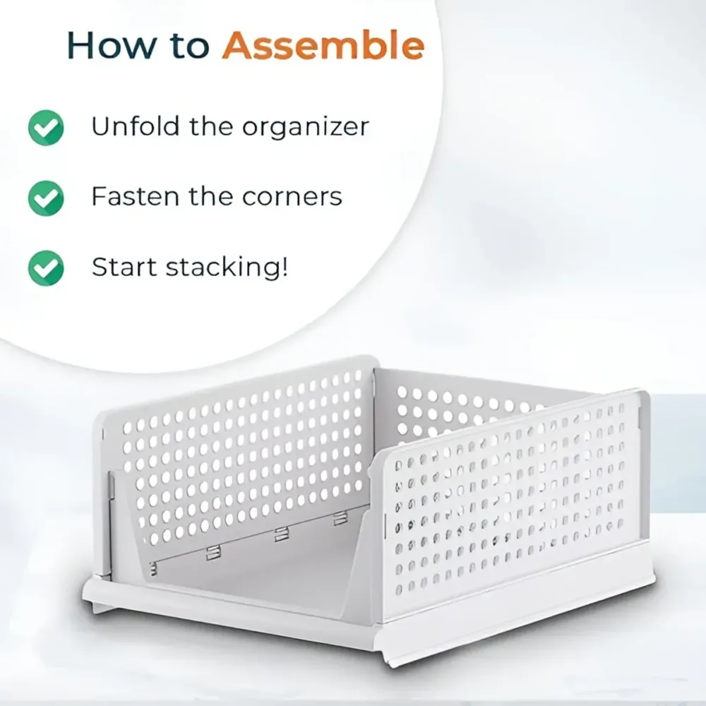 Clothes Storage Basket Stackable Drawer type Wardrobe Organizer Closet Storage