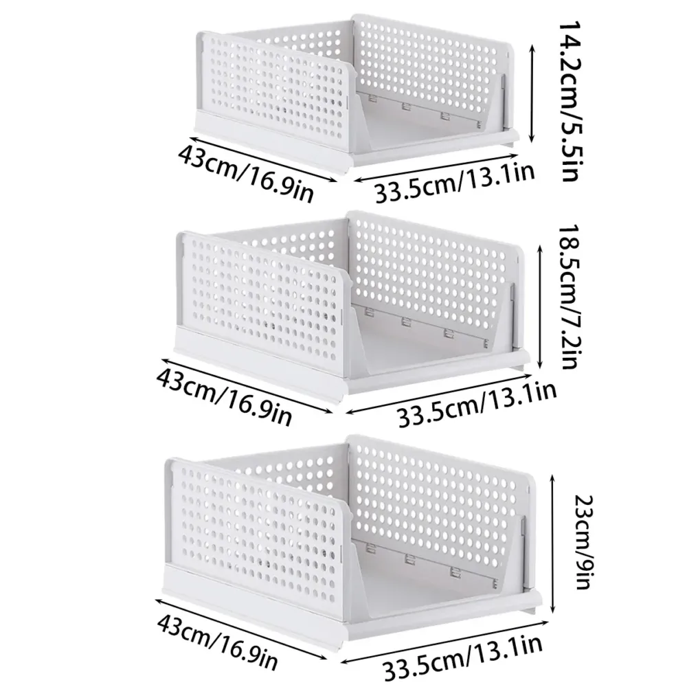 Clothes Storage Basket Stackable Drawer type Wardrobe Organizer Closet Storage