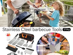 17 Piece BBQ Grill Tools Set Outdoor Barbecue Spatula Shovel Stainless Steel Kit