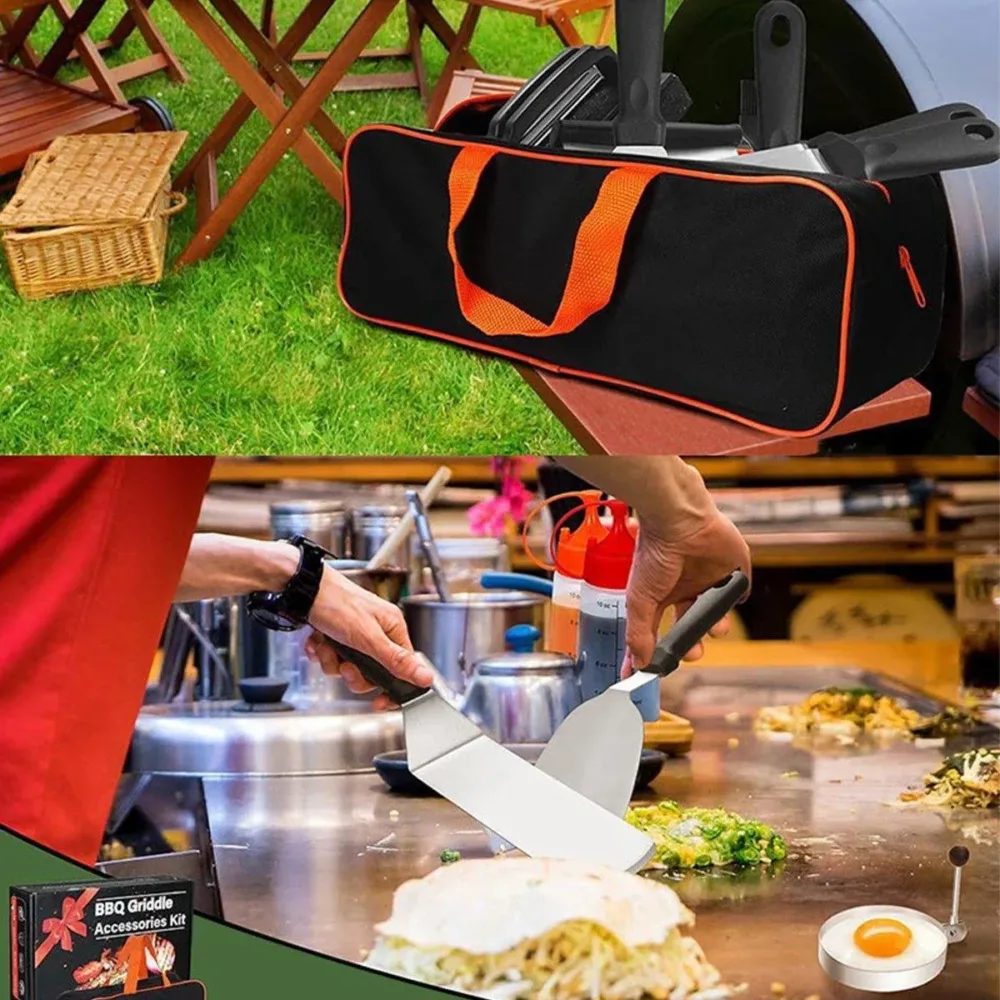 17 Piece BBQ Grill Tools Set Outdoor Barbecue Spatula Shovel Stainless Steel Kit