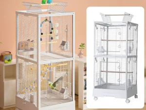 Bird Cage Double Layer Metal Villa Large Size Aviary House for Parrot Pet Indoor