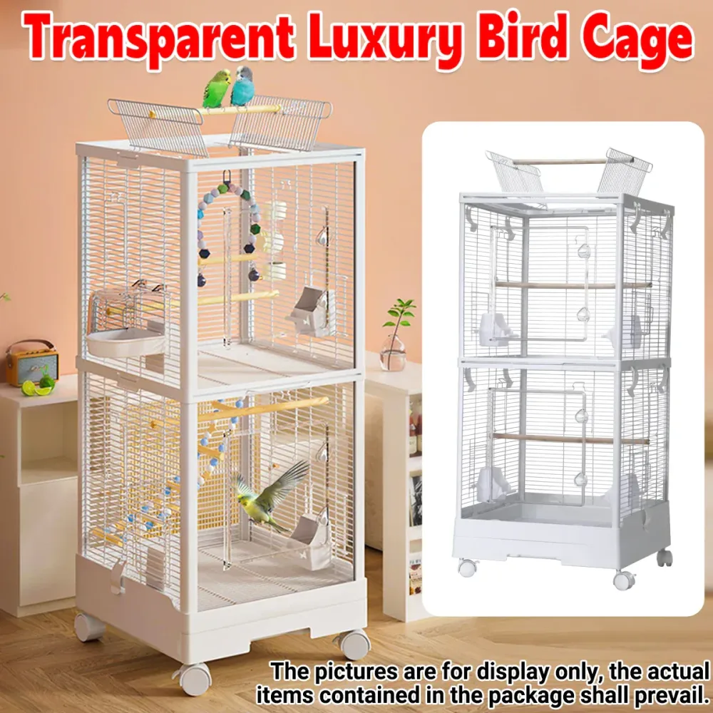 Bird Cage Double Layer Metal Villa Large Size Aviary House for Parrot Pet Indoor