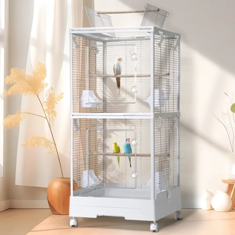Bird Cage Double Layer Metal Villa Large Size Aviary House for Parrot Pet Indoor