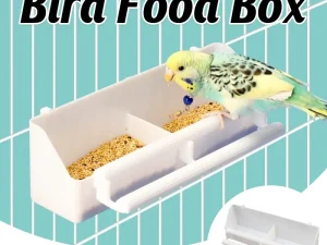 Bird Food Feeder Trough Box Water Bowl Container Cage Accessories Easy Install