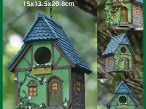 Bird House Resin Nest Outdoor Hanging Shed Feeder for Garden Yard Decorative Use