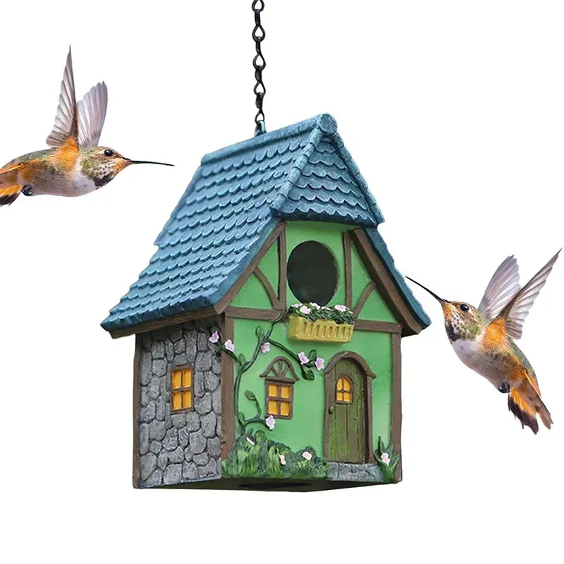 Bird House Resin Nest Outdoor Hanging Shed Feeder for Garden Yard Decorative Use