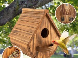 Hanging Wooden Birdhouse Outdoor Bird Shelter for Garden Backyard Decoration