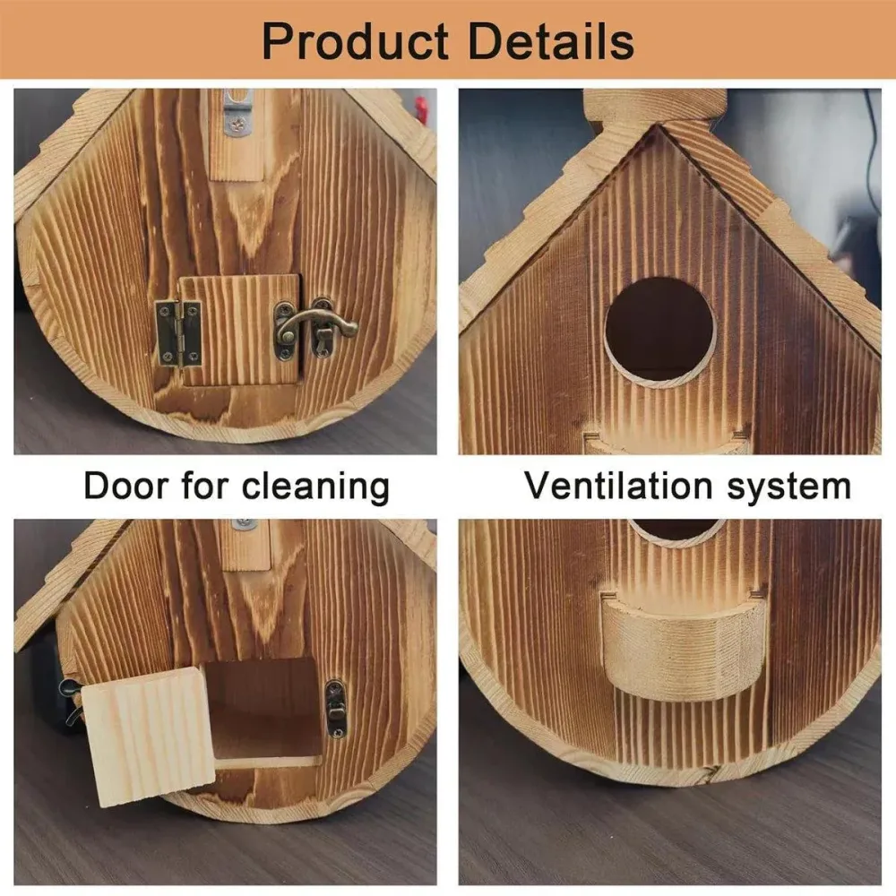 Hanging Wooden Birdhouse Outdoor Bird Shelter for Garden Backyard Decoration