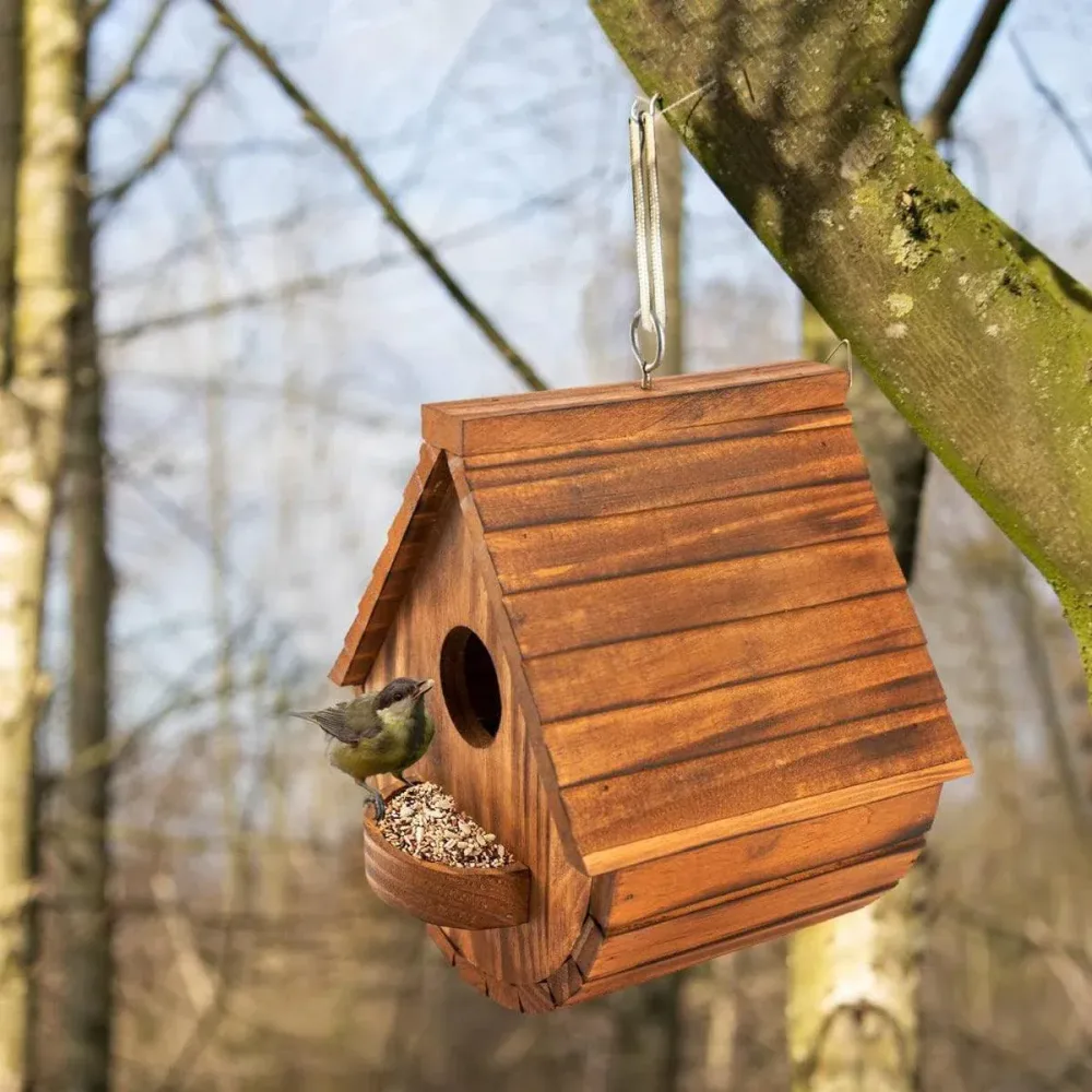 Hanging Wooden Birdhouse Outdoor Bird Shelter for Garden Backyard Decoration