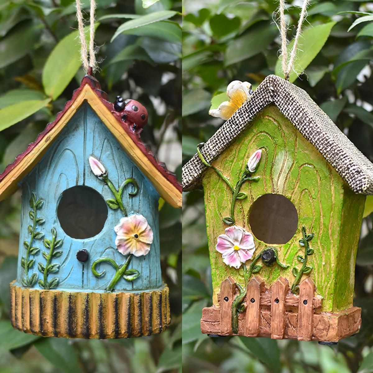 Handmade Birdhouse Resin Cute Patio Garden Hanging Nest Decoration for Outdoors