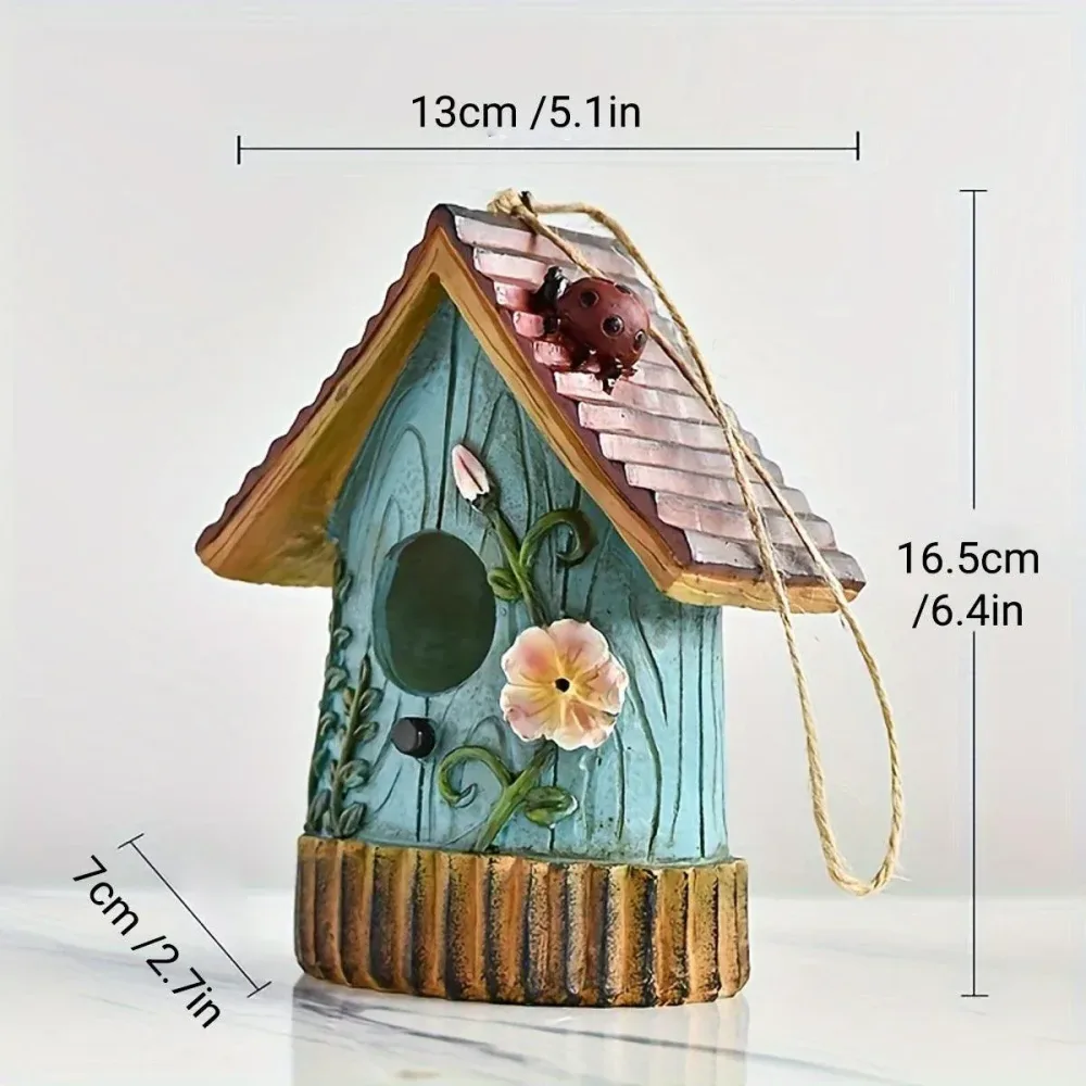 Handmade Birdhouse Resin Cute Patio Garden Hanging Nest Decoration for Outdoors