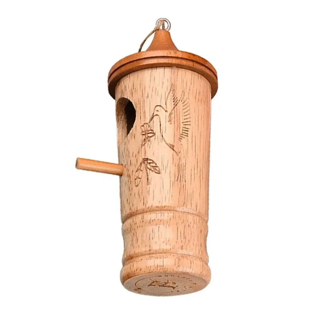 Wooden Bird Nest Cage Hummingbird Feeder House Hanging Home Garden Decorations