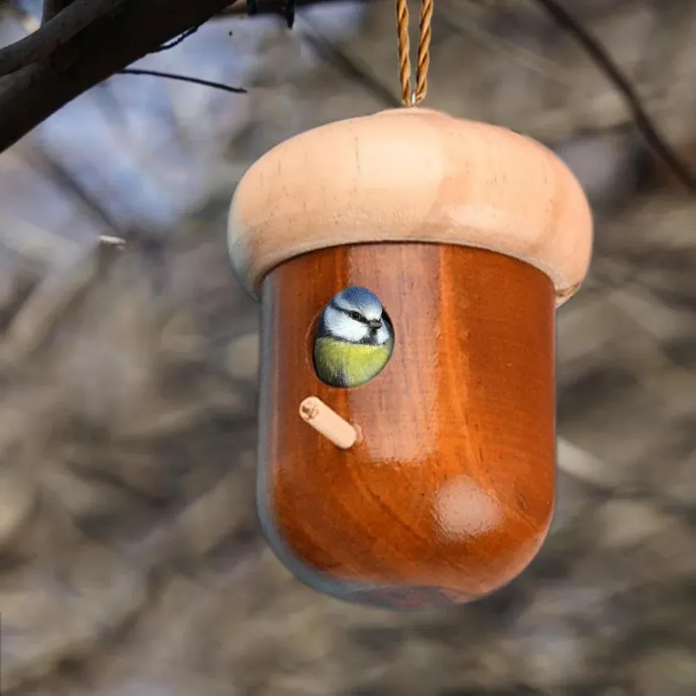 Wooden Bird Nest Cage Hummingbird Feeder House Hanging Home Garden Decorations
