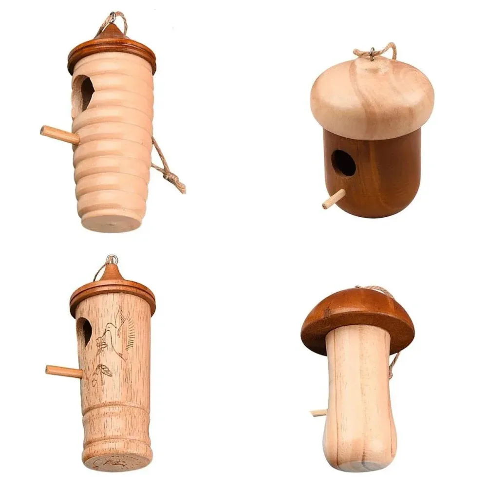 Wooden Bird Nest Cage Hummingbird Feeder House Hanging Home Garden Decorations