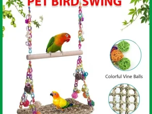 Parrot Hammock Swing Toy with Colourful Chain Double Swing Bird Cage Play