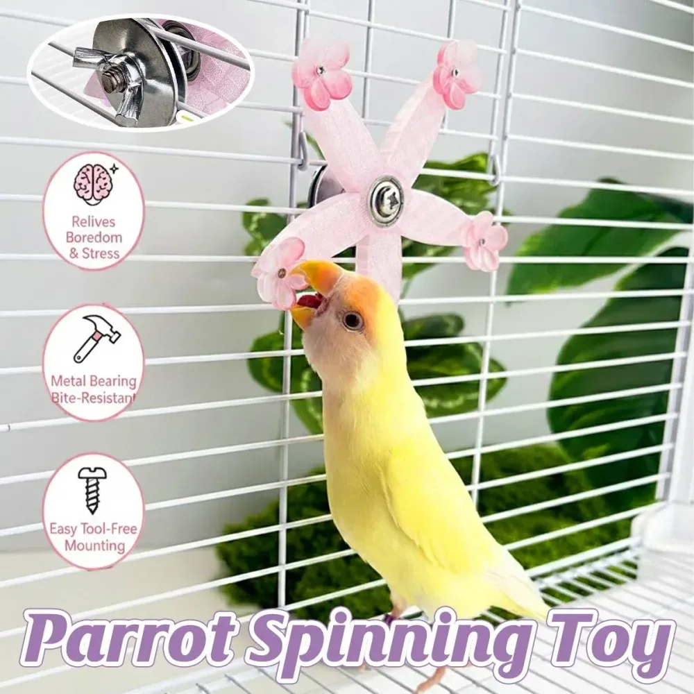 Spinning Windmill Bird Cage Toy 360 Degree Rotation Pecking Boredom Relief Play