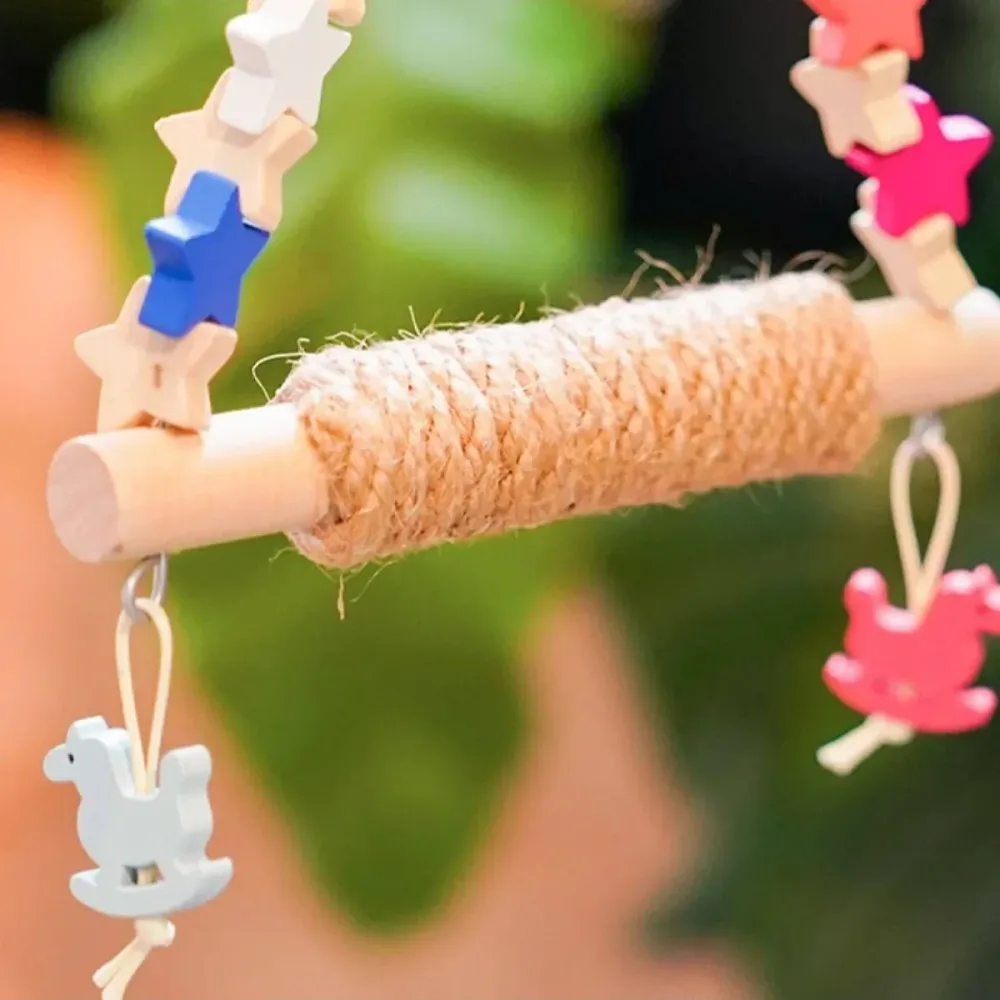 Colorful Parrot Swing Bird Perch Stand Stick Play Toy For Small Medium Parrots