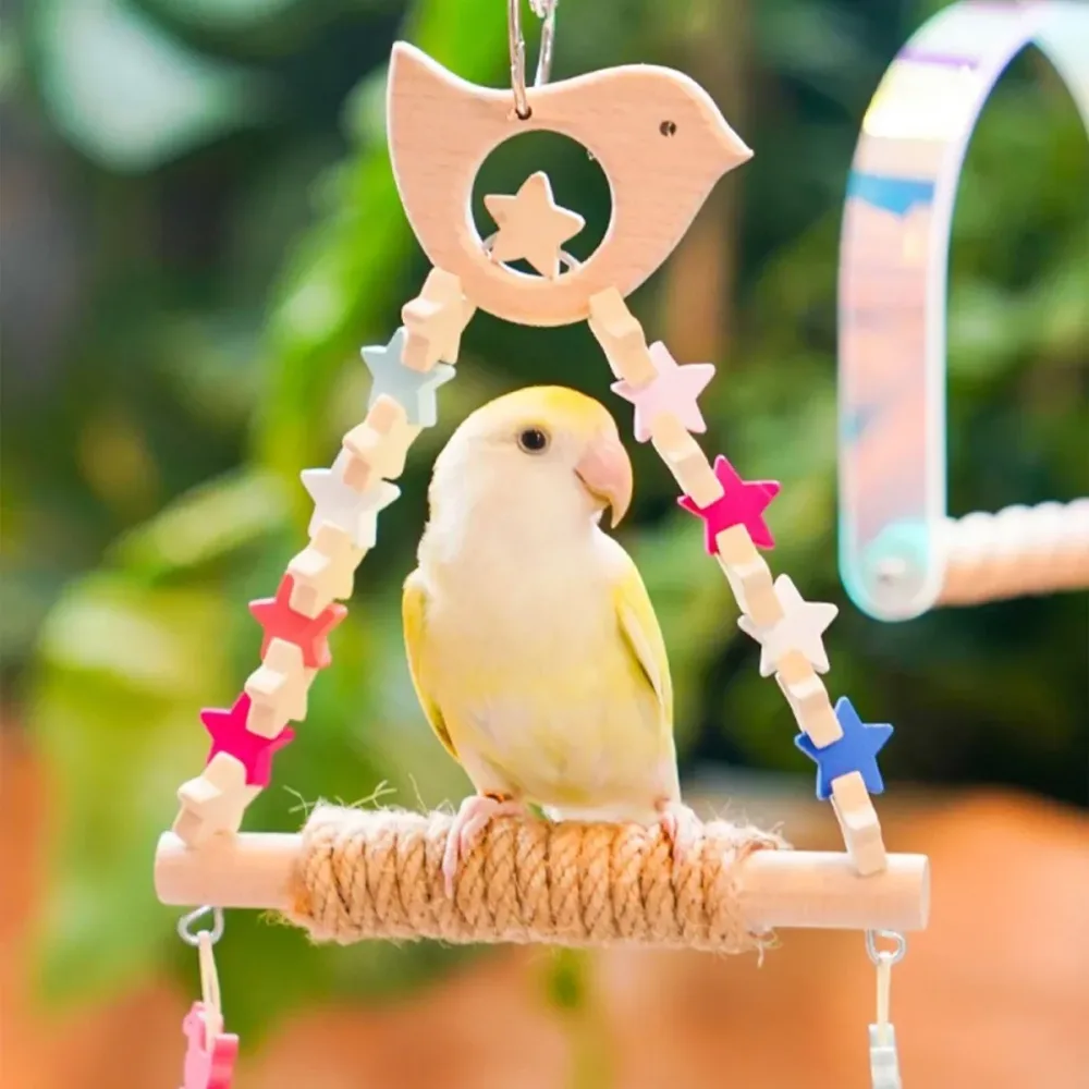Colorful Parrot Swing Bird Perch Stand Stick Play Toy For Small Medium Parrots