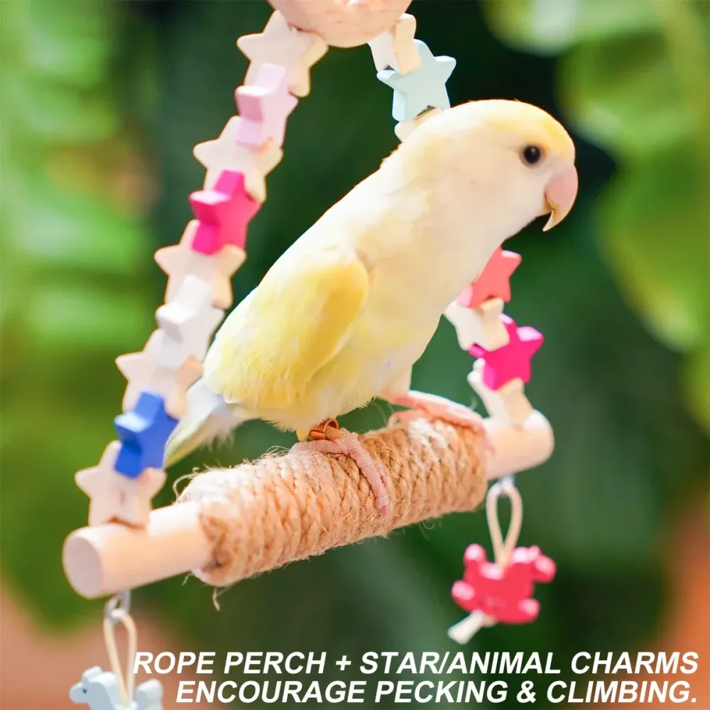 Colorful Parrot Swing Bird Perch Stand Stick Play Toy For Small Medium Parrots