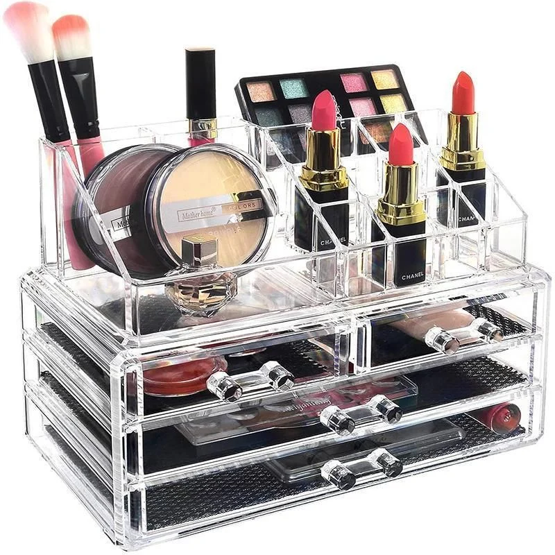 Holder Cosmetic Makeup Organiser 4 Drawer Storage Jewellery Box Clear Acrylic