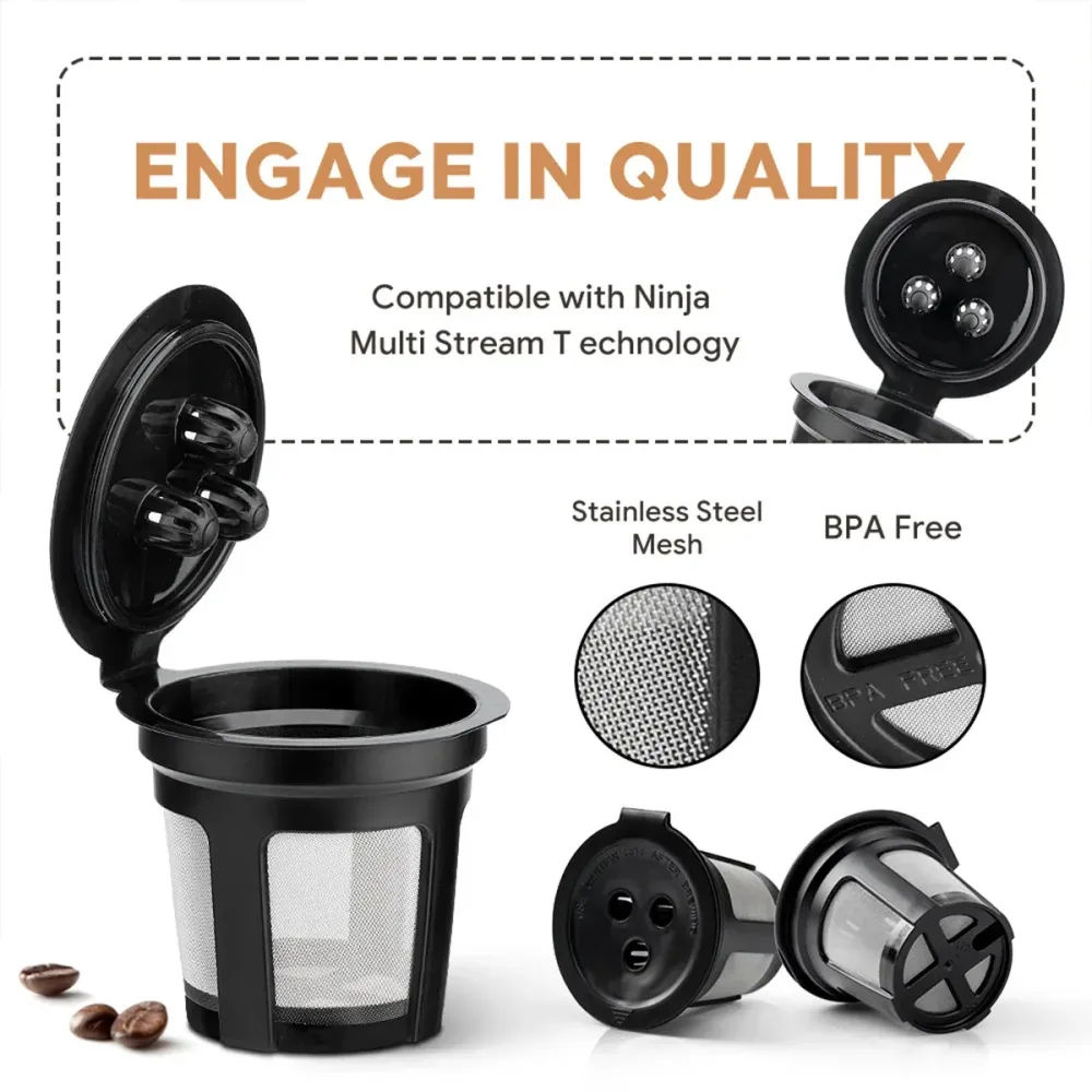 4PCS 3 Hole K-Cup Coffee Capsule Coffee Maker Reusable Filter For Keurig Brewers