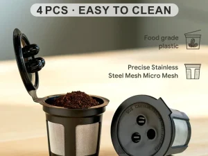 4PCS 3 Hole K-Cup Coffee Capsule Coffee Maker Reusable Filter For Keurig Brewers