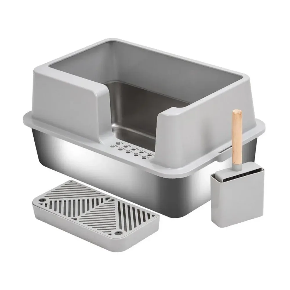 5-Piece Grey Cat Litter Box Set