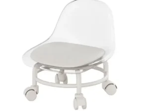 Stool w/ Universal Wheels Pulley Short Stool w/ Backrest Comfortable Seat
