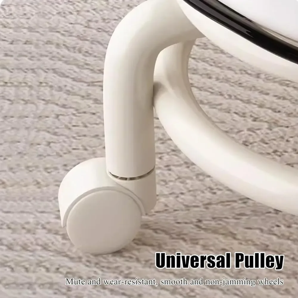 Stool w/ Universal Wheels Pulley Short Stool w/ Backrest Comfortable Seat