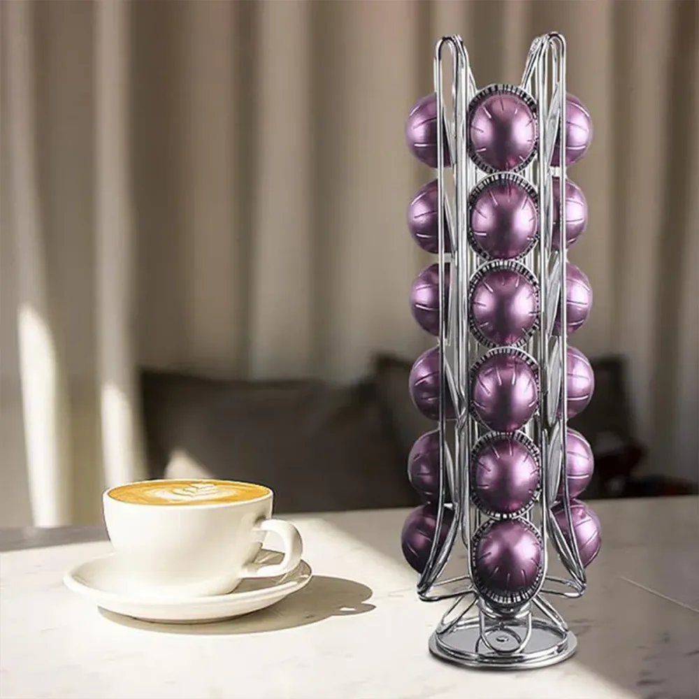 24 Coffee Capsule Holder Rack Storage Stand Pod Display Organizer Shelf Kitchen