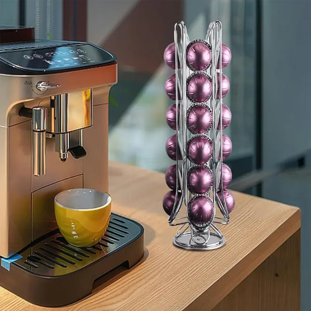 24 Coffee Capsule Holder Rack Storage Stand Pod Display Organizer Shelf Kitchen