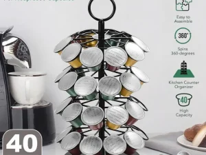 Coffee Capsule Organizer 360 Degree Rotating Holder Rack for 40 Pods Storage