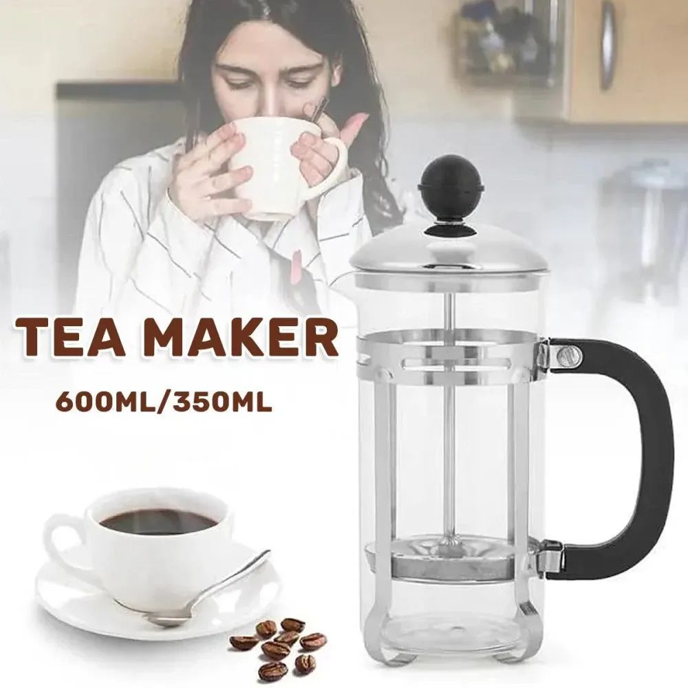350ml 600ml Stainless Steel Glass French Press Coffee Tea Maker for Home Office