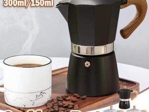 Portable Coffee Maker Wood Grain Handle Outdoor Manual Espresso Machine Camping