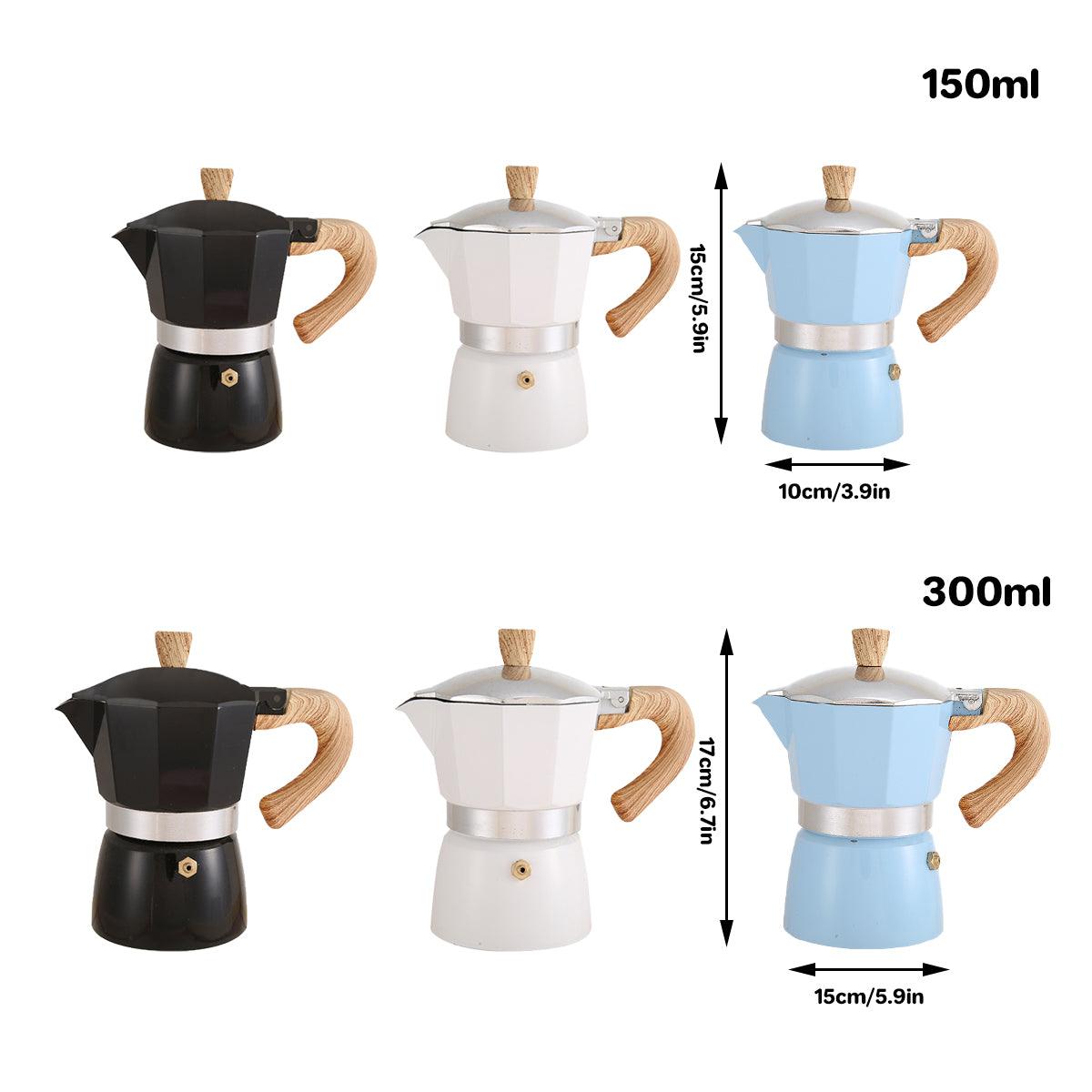 Portable Coffee Maker Wood Grain Handle Outdoor Manual Espresso Machine Camping