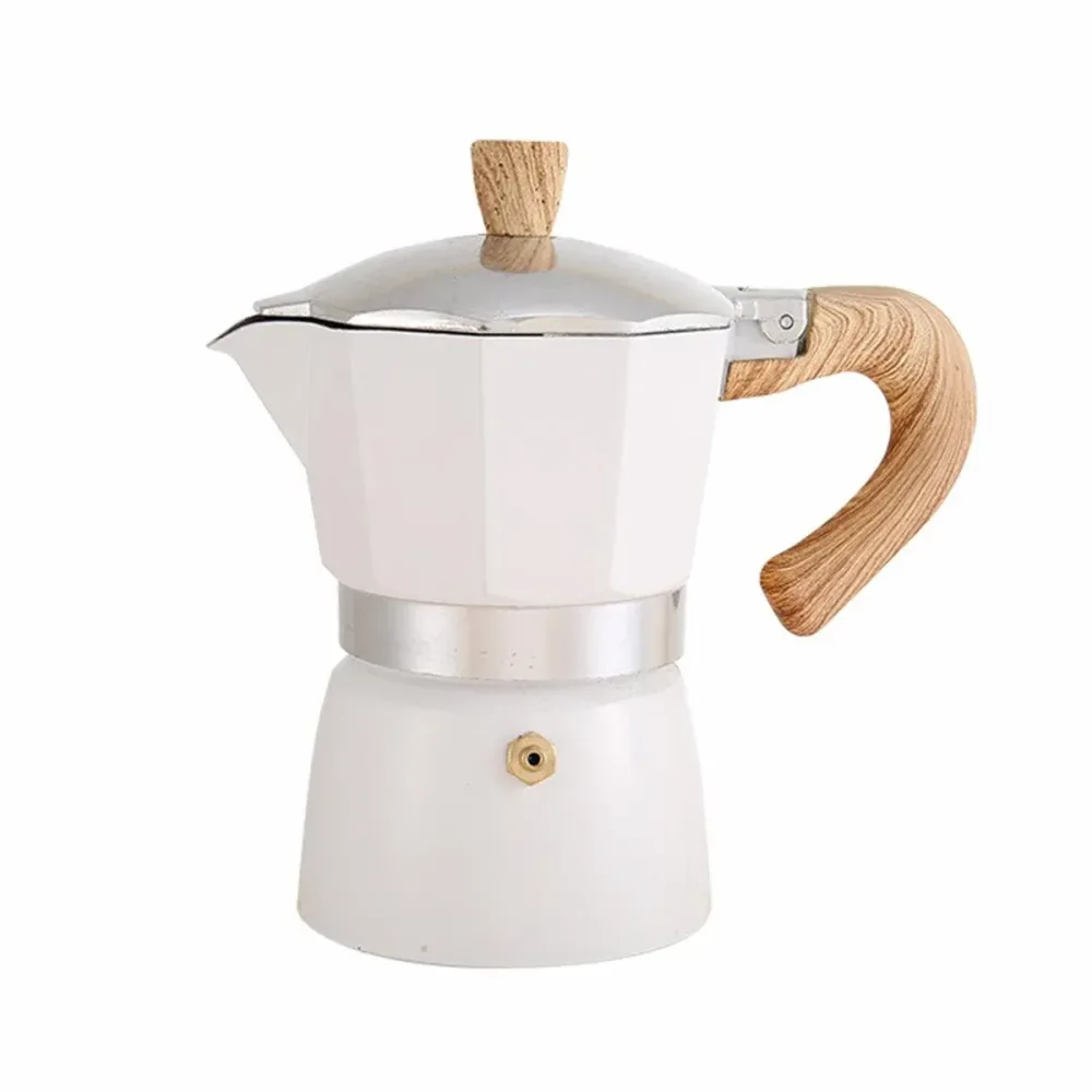 Portable Coffee Maker Wood Grain Handle Outdoor Manual Espresso Machine Camping