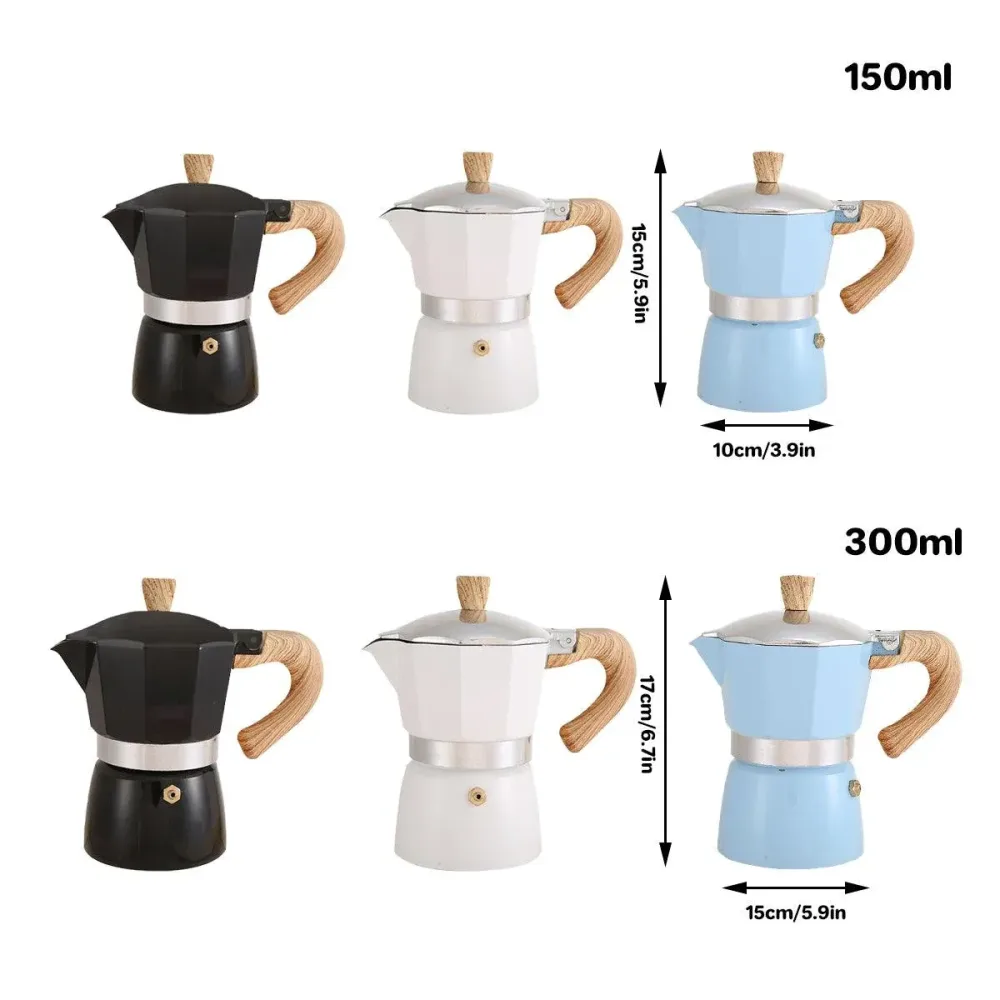 Portable Coffee Maker Wood Grain Handle Outdoor Manual Espresso Machine Camping