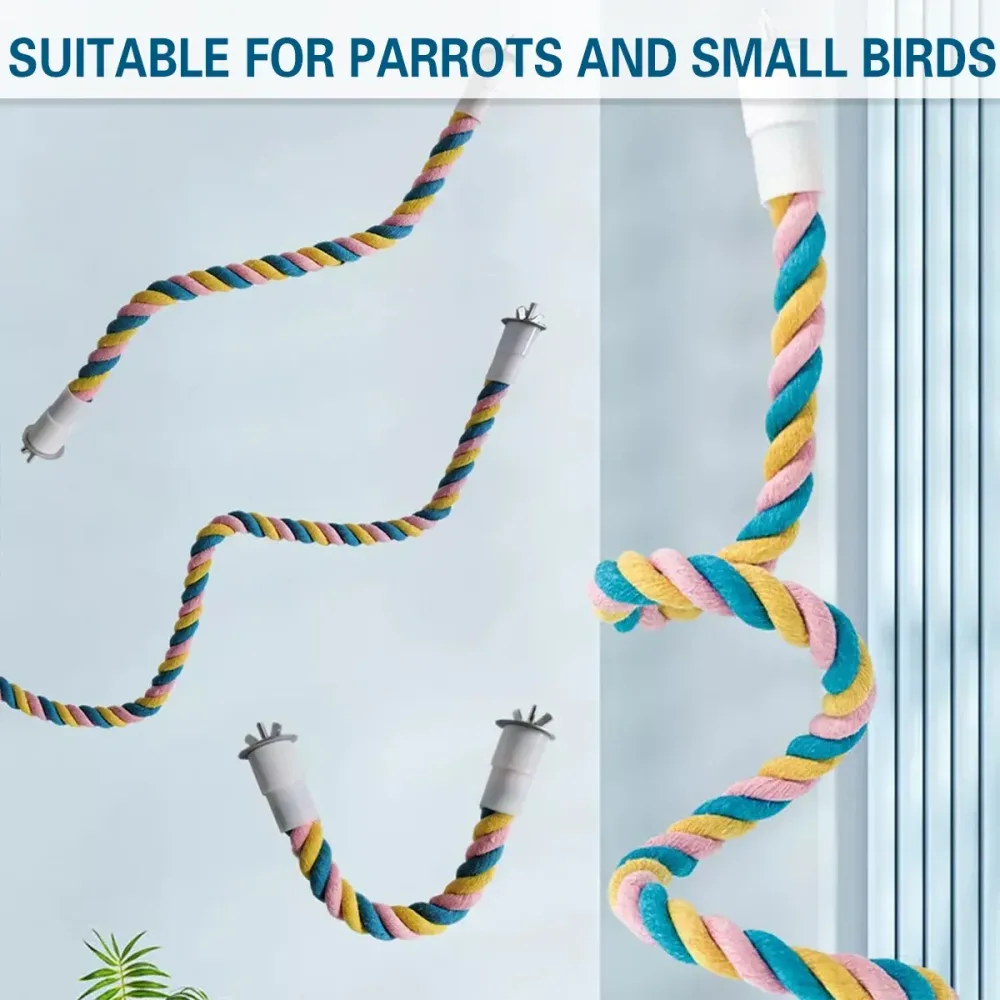 U Shaped Parrot Cotton Rope Climbing Toy Perch Stand for Bird Cage - 120cm